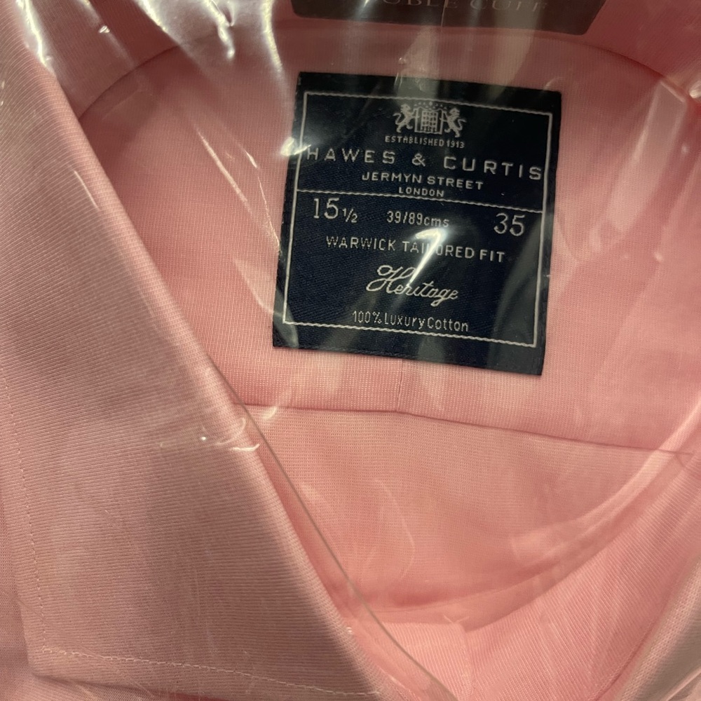 Brand New Hawes and Curtis Dress Shirt Pink Sz 15.5 35 - Picture 6 of 8